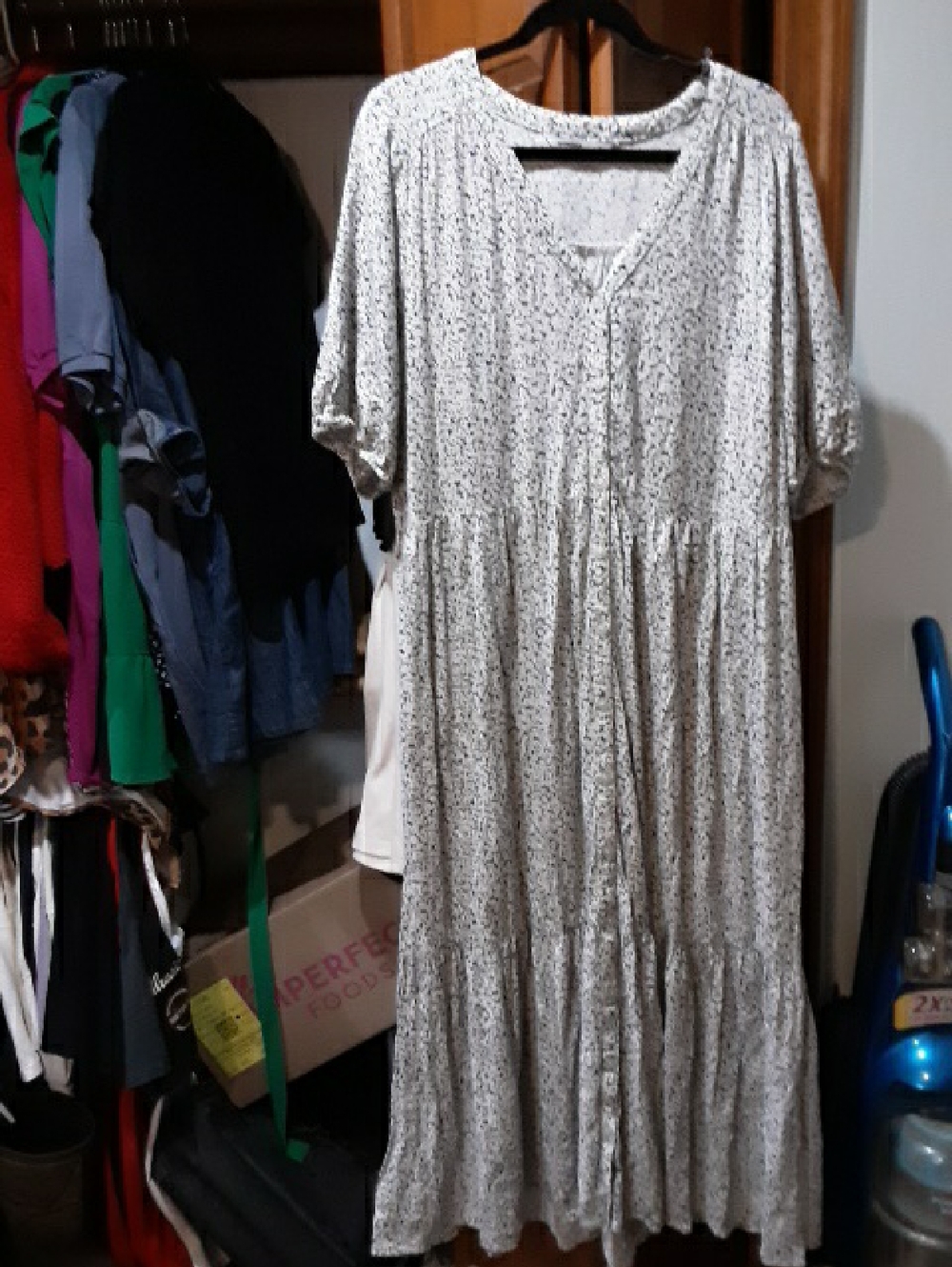Sonoma Cream Floral Tiered Button-Front Maxi Dress